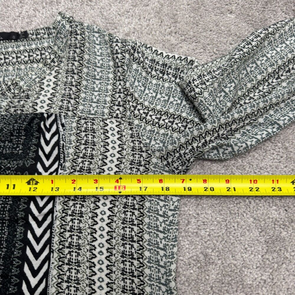 Prana Geometric Print Henley Long Sleeve Blouse Womens Small Black Green Top - Picture 6 of 14